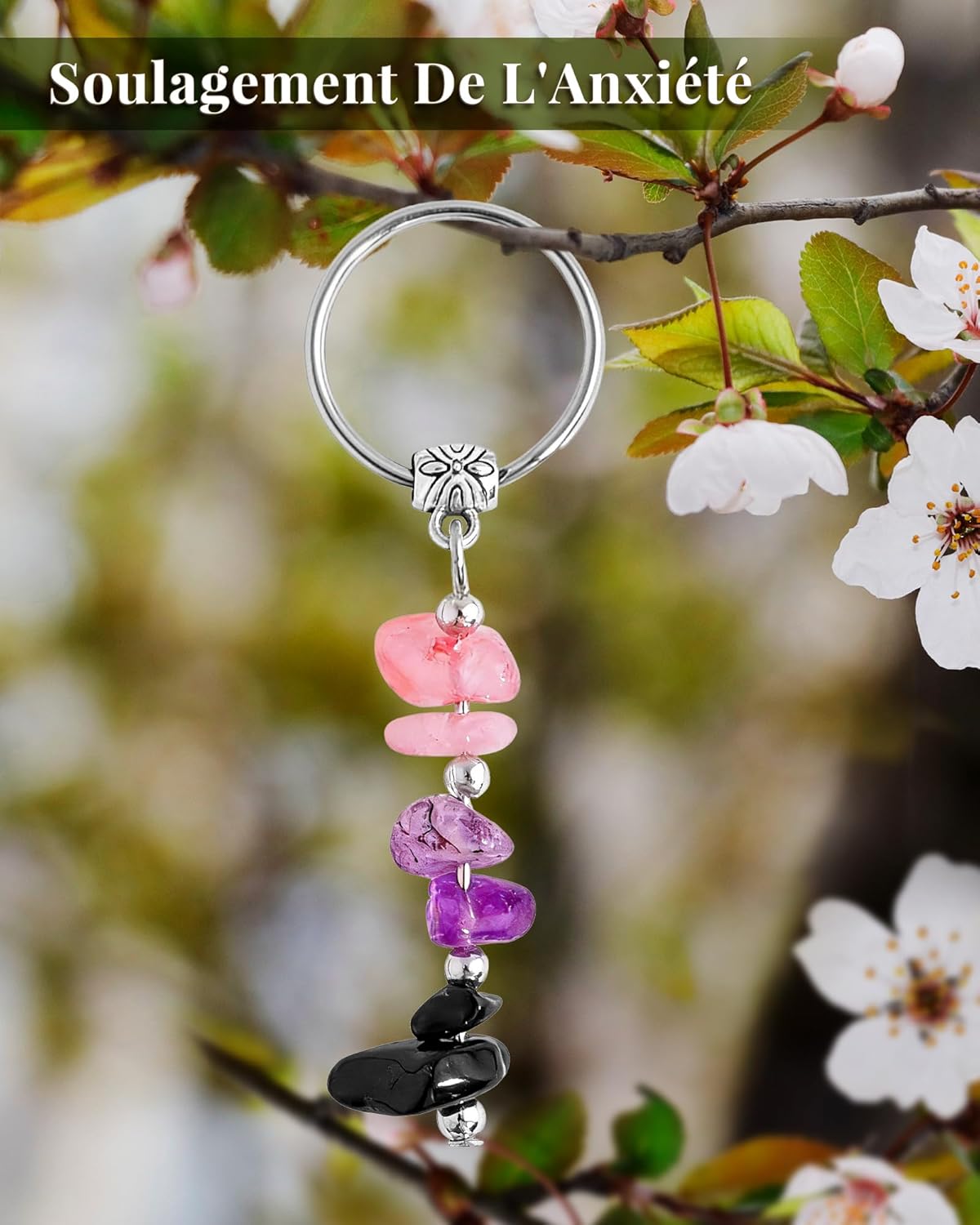 Thumbnail 1 de Seyaa Idee Cadeau Femme — Porte-clé élégant en pierre naturelle avec carte inspirante