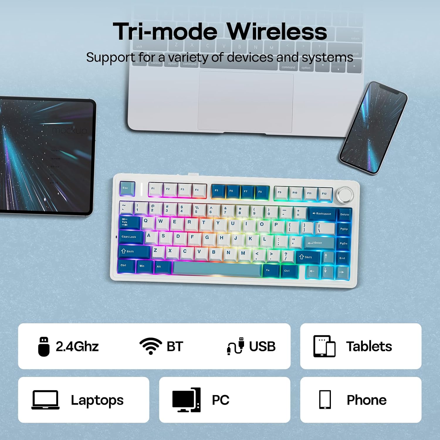 Thumbnail 4 de EPOMAKER AULA F75 Ultra Wireless Mechanical Keyboard (White, Reaper Switch)