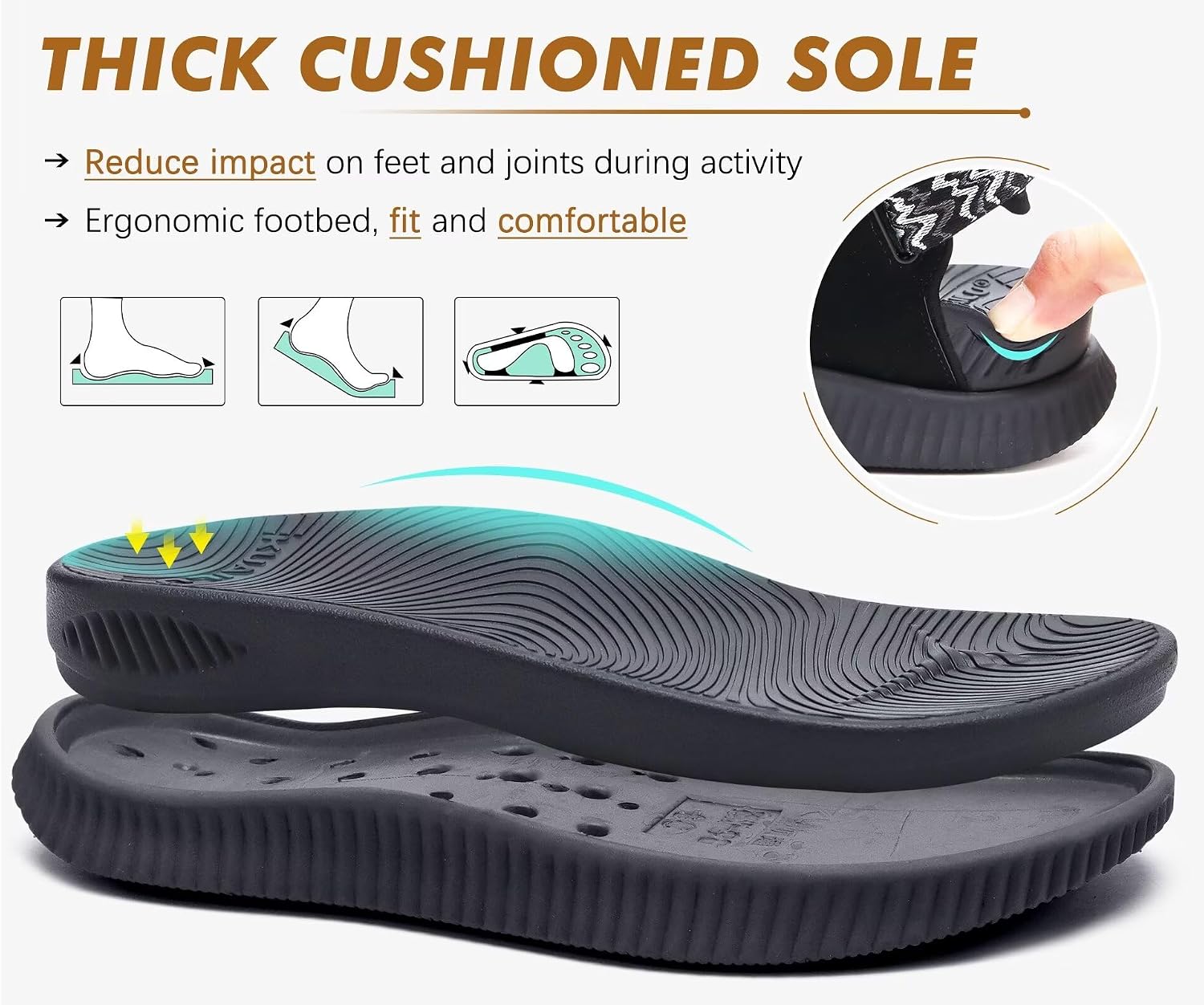 Detalle 2 de KuaiLu Women's Orthopedic Walking Sandals with Arch Support and Cushioned Comfort