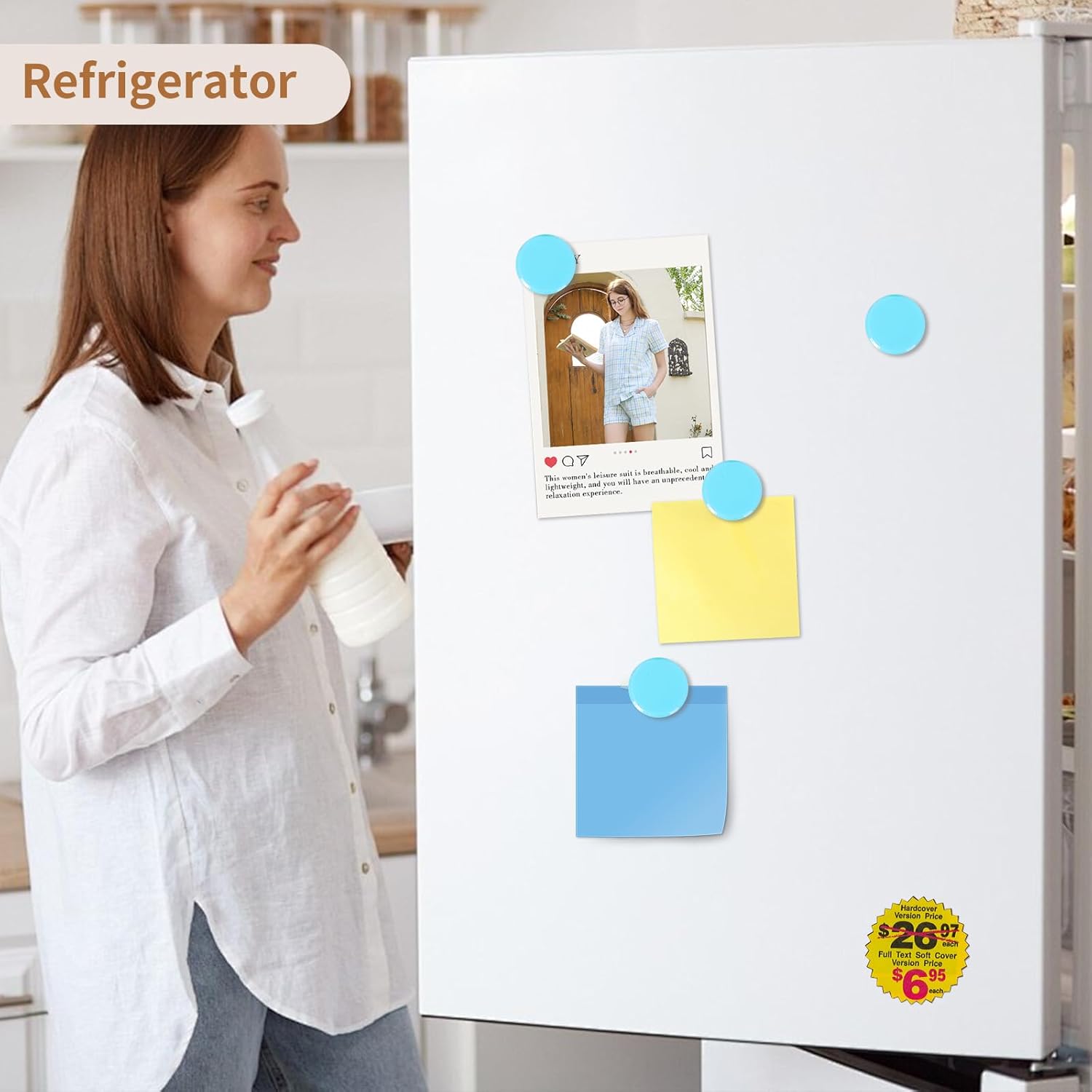Thumbnail 6 de QOJOPU 30 Magnete – Starke bunte Rundmagneten für Whiteboard, Kühlschrank und Pinnwand (Pastellblau)