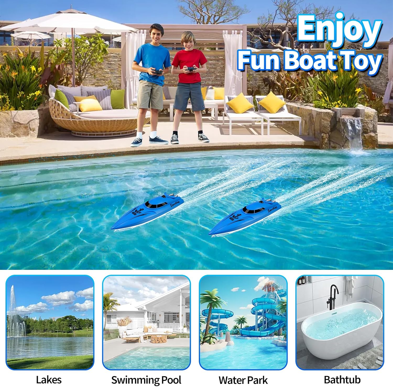 Detalle de Habuddy RC Boat — 2.4 GHz High Speed Mini RC Boat for Pools & Lakes