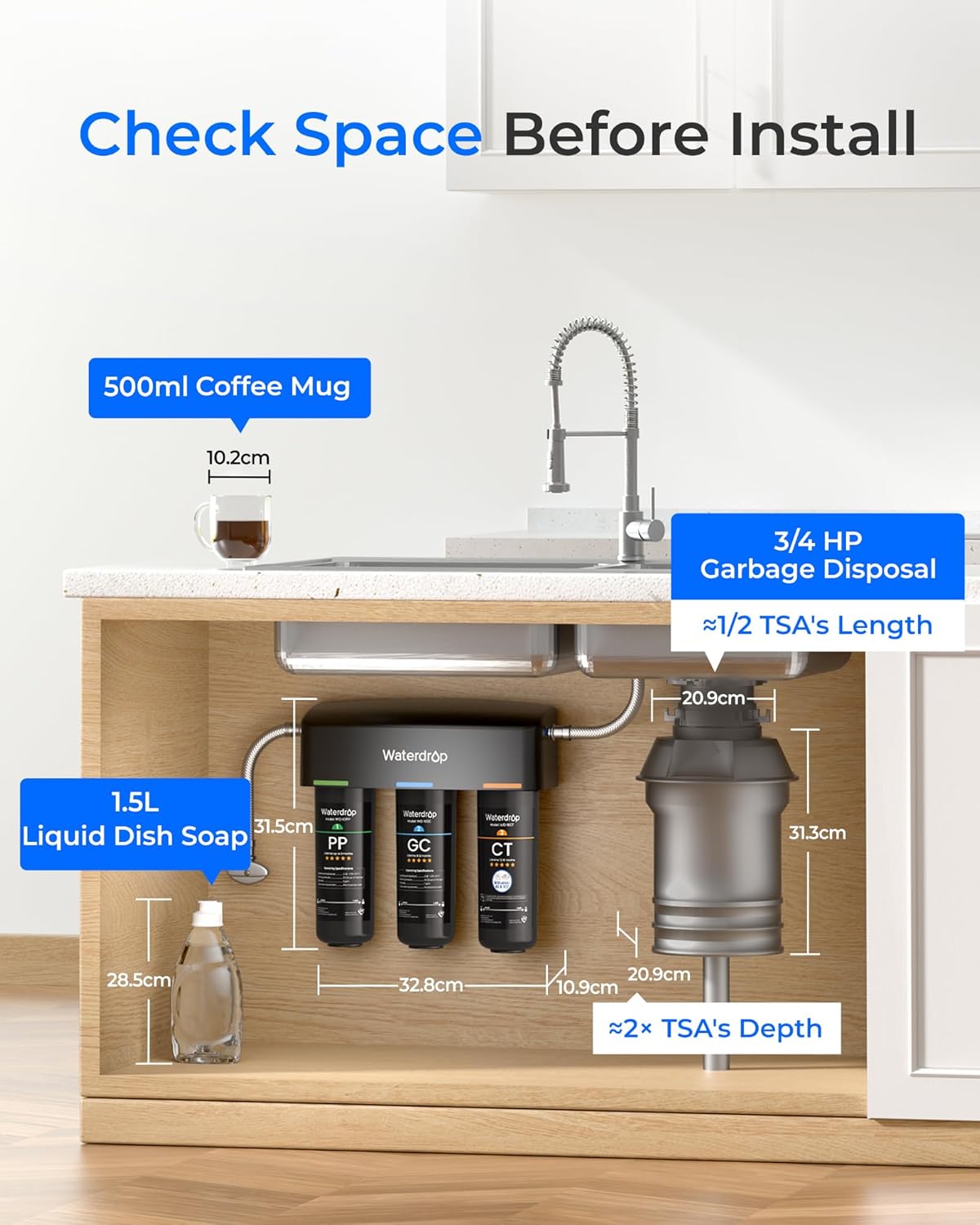 Thumbnail 3 de Waterdrop TSA Under Sink Water Filter System (3-Stage)