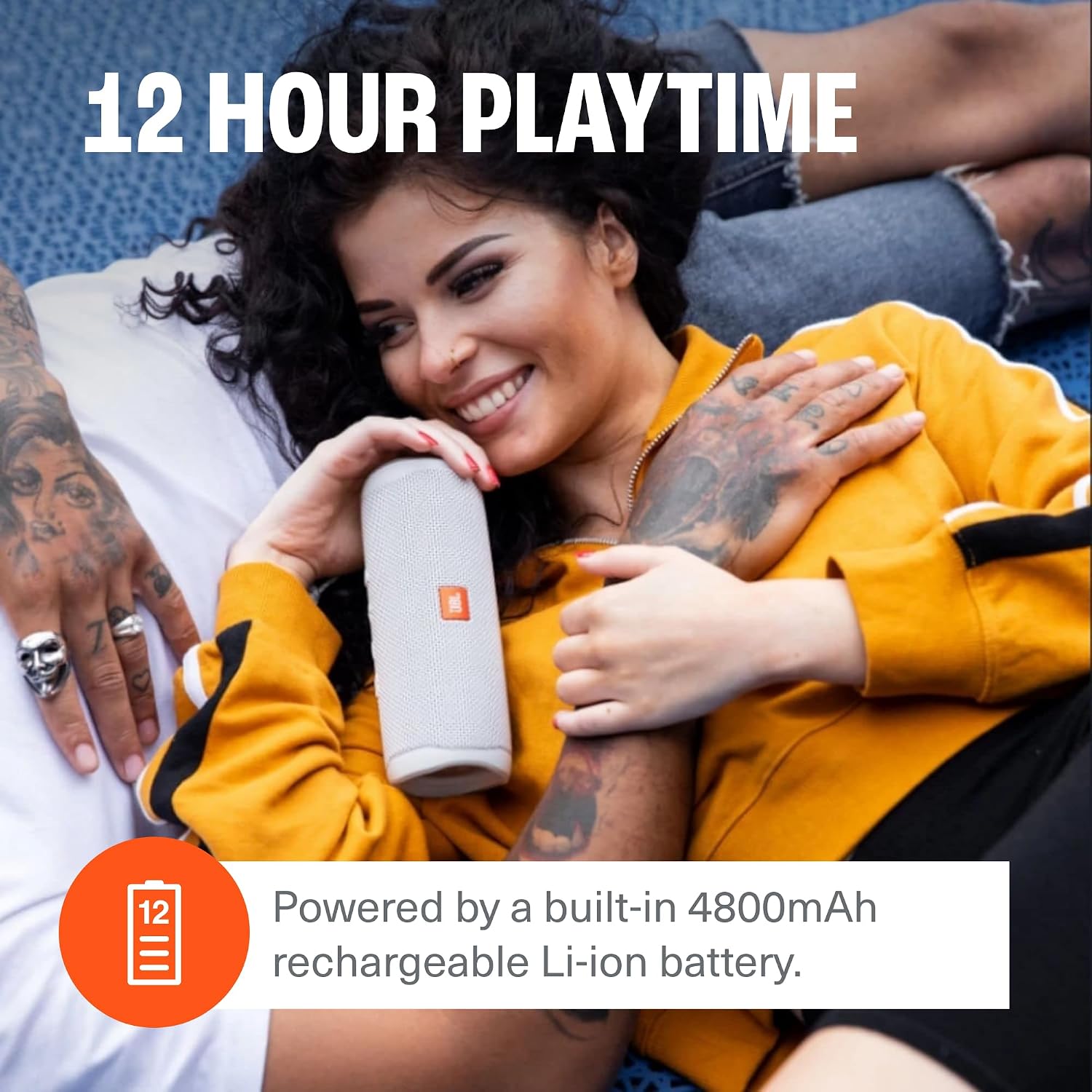 Detalle 2 de JBL Flip 5 Wireless Portable Bluetooth Speaker (Black) — IPX7 Waterproof, 12 Hours, PartyBoost