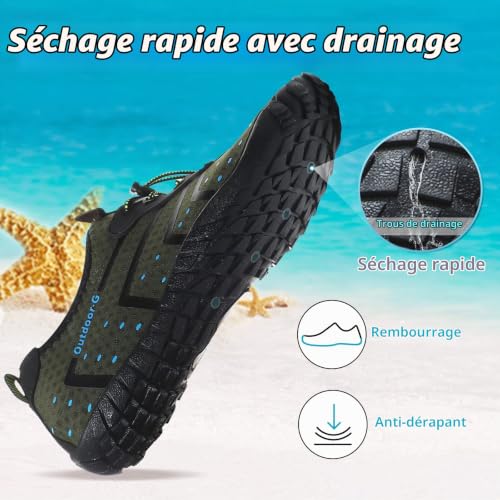 Detalle 2 de Chaussures aquatiques Hanani Unisex – Séchage rapide, antidérapantes, vert EU42