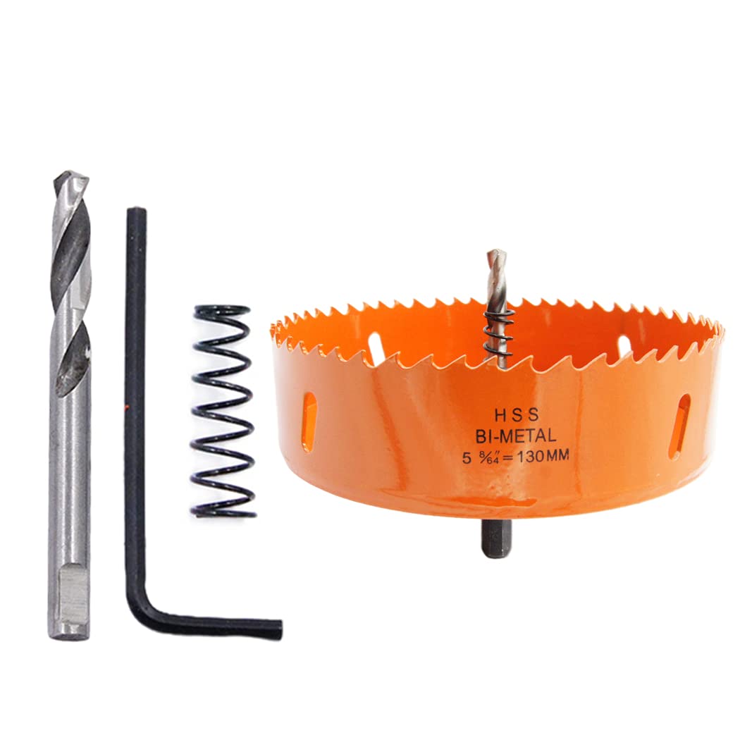 Detalle 2 de LAIWEI 130mm Hole Saw Set with Drill and Hex Key for Wood, PVC and More