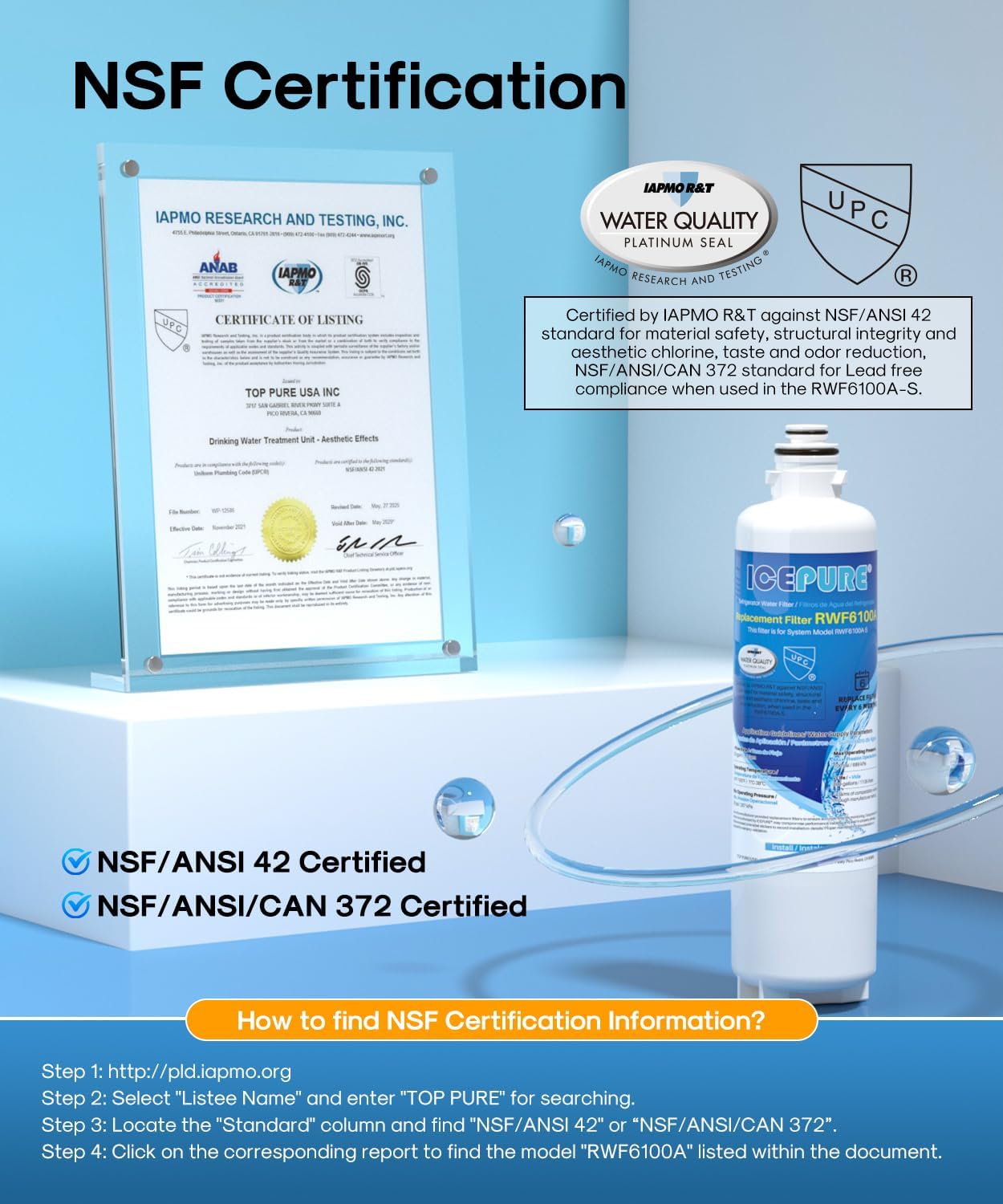 Detalle de ICEPURE Refrigerator Water Filter 3-Pack
