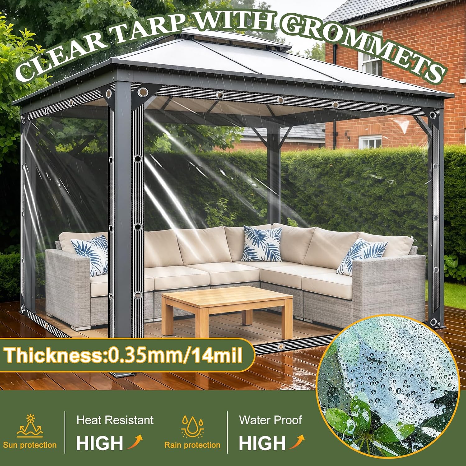 Detalle 2 de Clear PVC Tarp, 10 x 12 ft