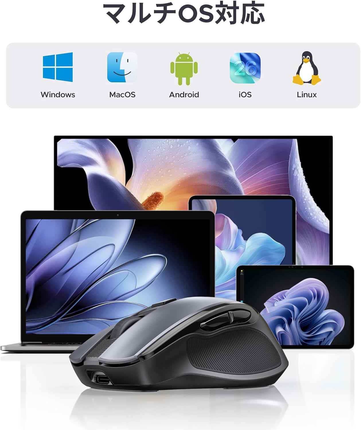 Thumbnail 6 de UGREEN ワイヤレスマウス 静音クリック、Bluetooth 5.4・2.4GHz対応、USB-C充電、最大4000DPI