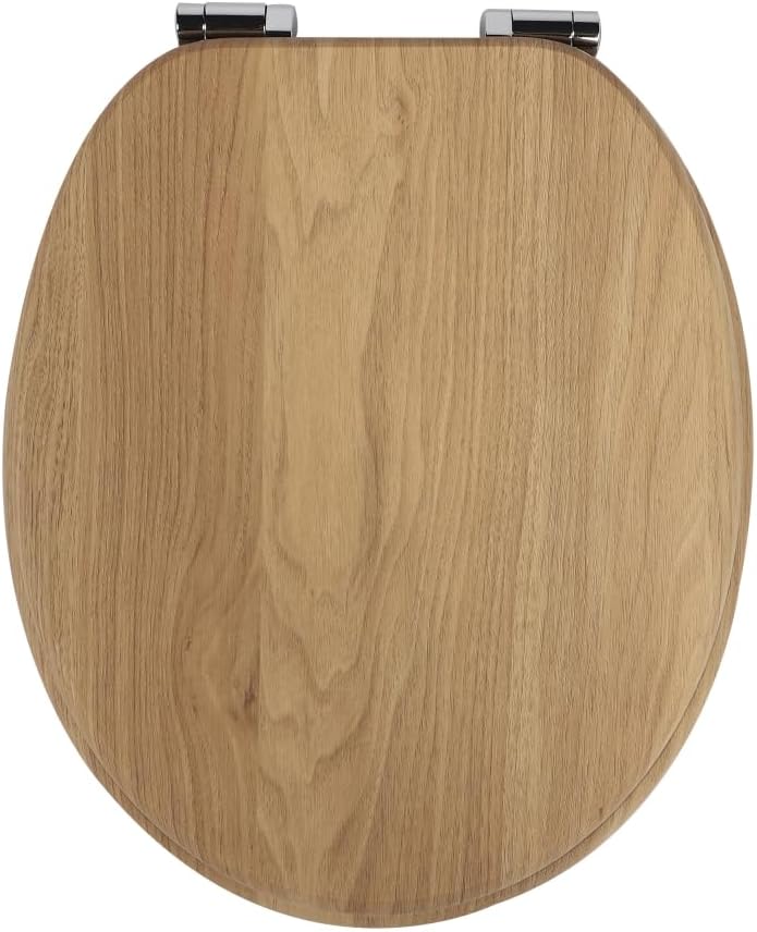 Detalle de SAINOS MDF-Toilettensitz mit Soft-Close und verstellbaren Scharnieren – O-Form, 180 kg Tragkraft