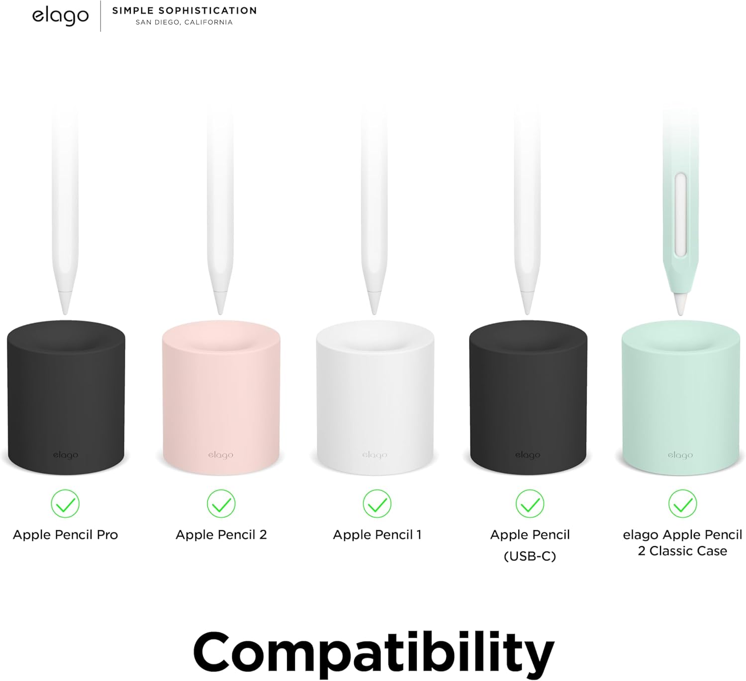 Thumbnail 1 de elago Pencil Stand for Apple Pencil Pro and tablet styluses (Mint) — silicone dock stand