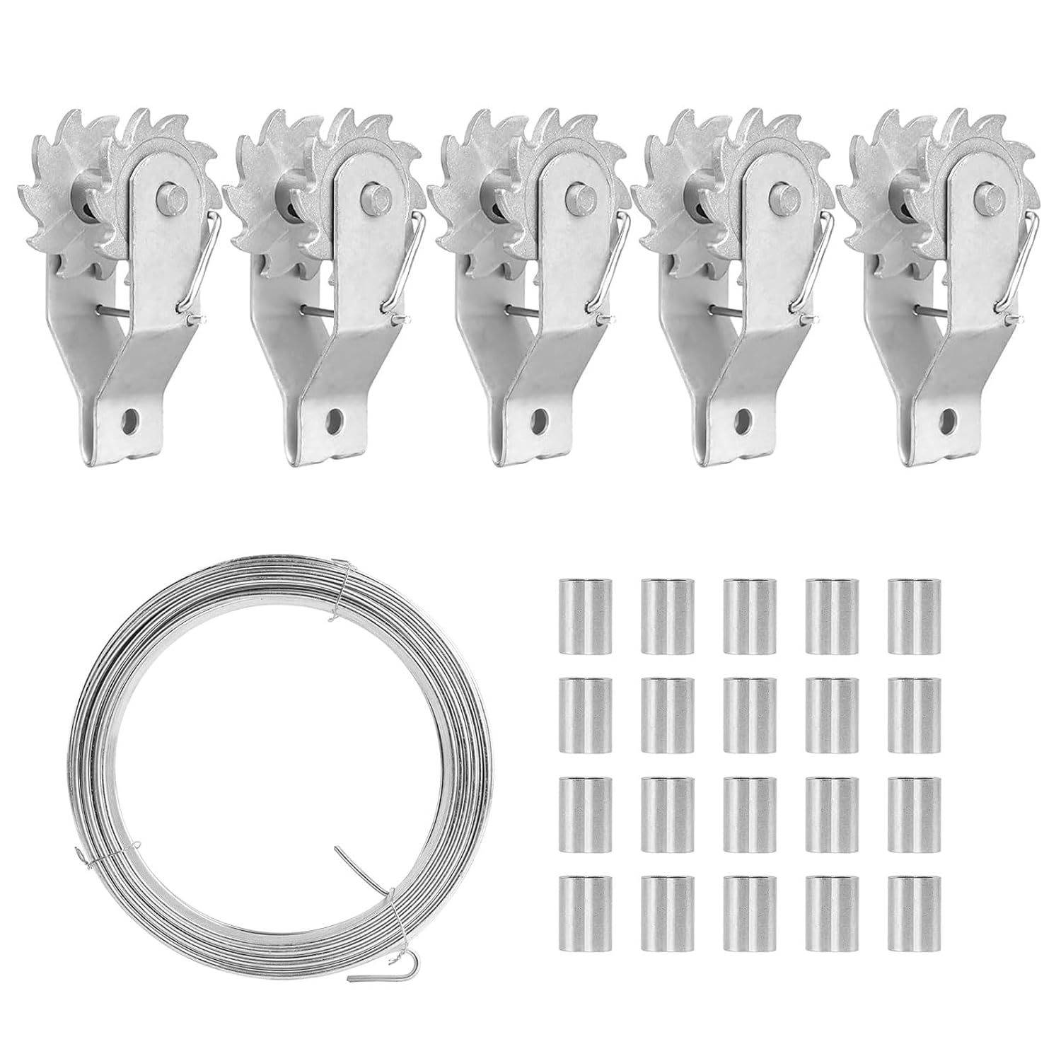 Thumbnail 6 de Fuuner Wire Rope Fence Kit with 5 Electric Fence Wire Tensioners, 30M Galvanised PVC-Coated Steel Cable