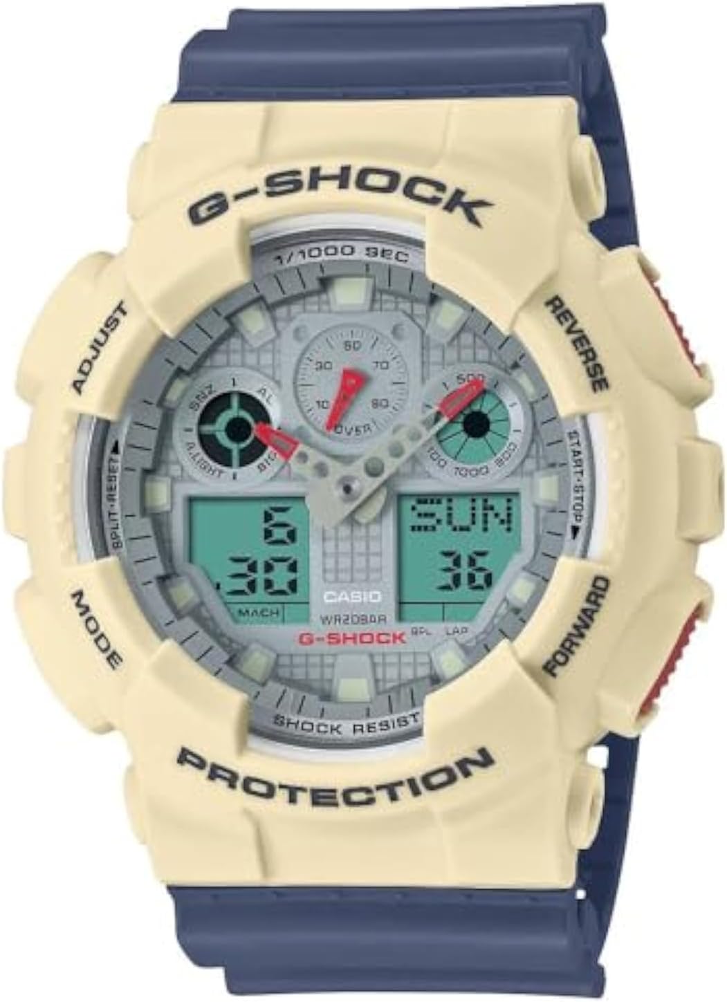 Detalle 2 de Casio G-Shock GA-100-1A2ER Herren-Uhr mit Resin-Armband (Blau-Schwarz)