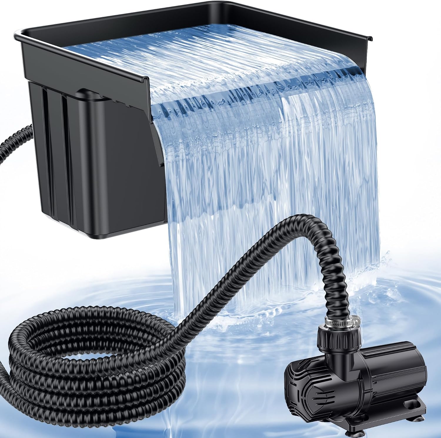 Detalle de POPOSOAP Cascade de Bassin avec Pompe DC 42W – Déversoir 43 cm pour Grands Bassins