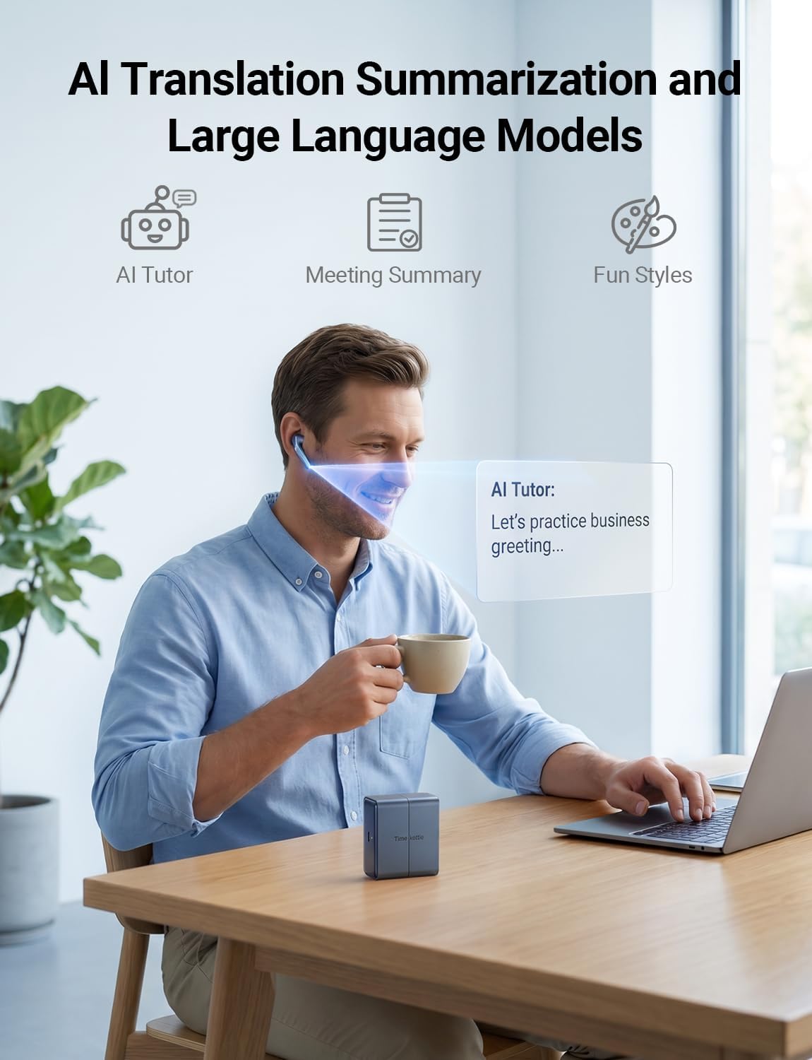 Detalle 2 de Timekettle W4 Translation Earbuds: Real-Time AI Translation with Bone-Voiceprint and GDPR Privacy