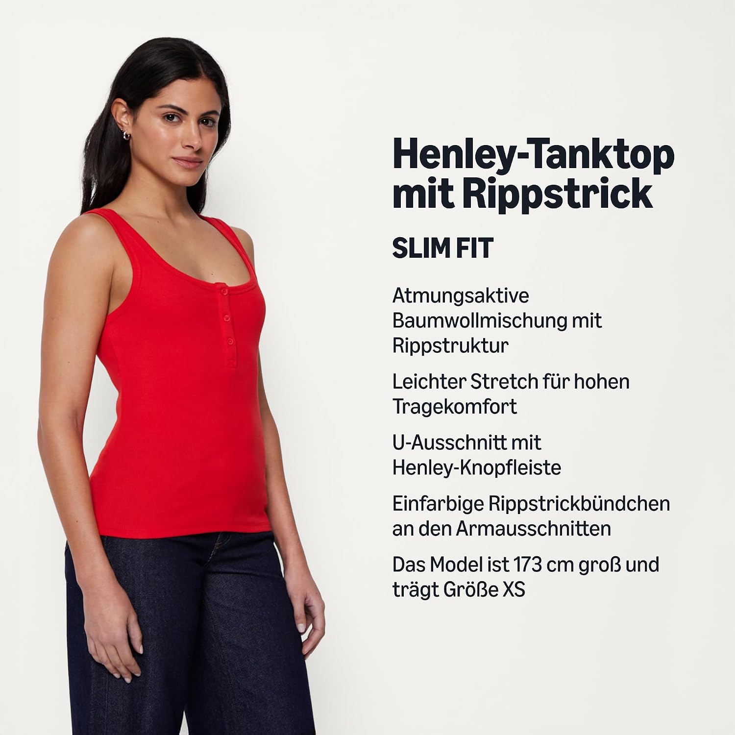 Detalle de Amazon Essentials Damen Geripptes Ripp-Tanktop Henley aus Baumwolle – Slim Fit