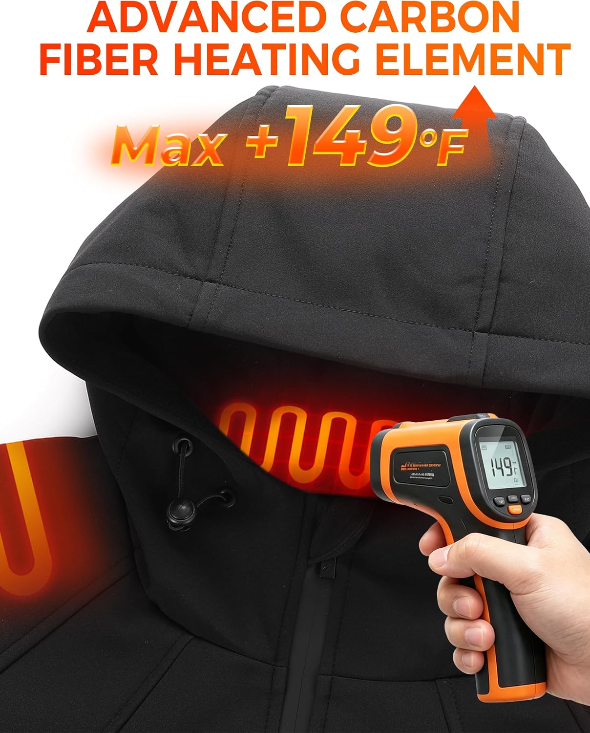 Detalle de HOOHEAT Heated Jacket for Men, 16,000mAh Battery, 15 Heating Zones