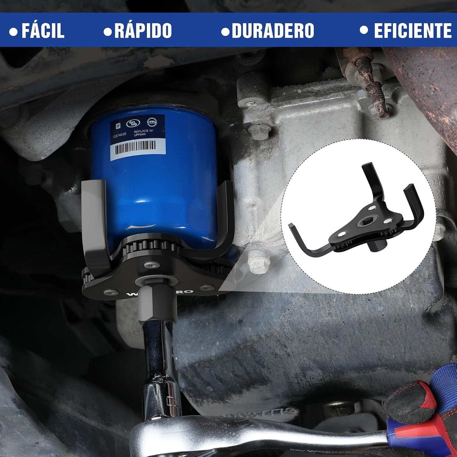 Thumbnail 6 de WORKPRO Llave de filtro de aceite 70–110 mm