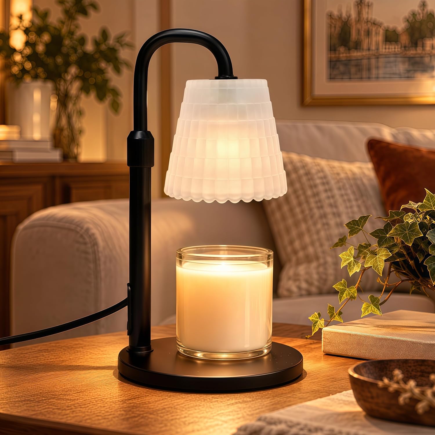 Detalle de JIMEI C05D3-1-070000 Candle Warmer Lamp, Black Metal with Timer