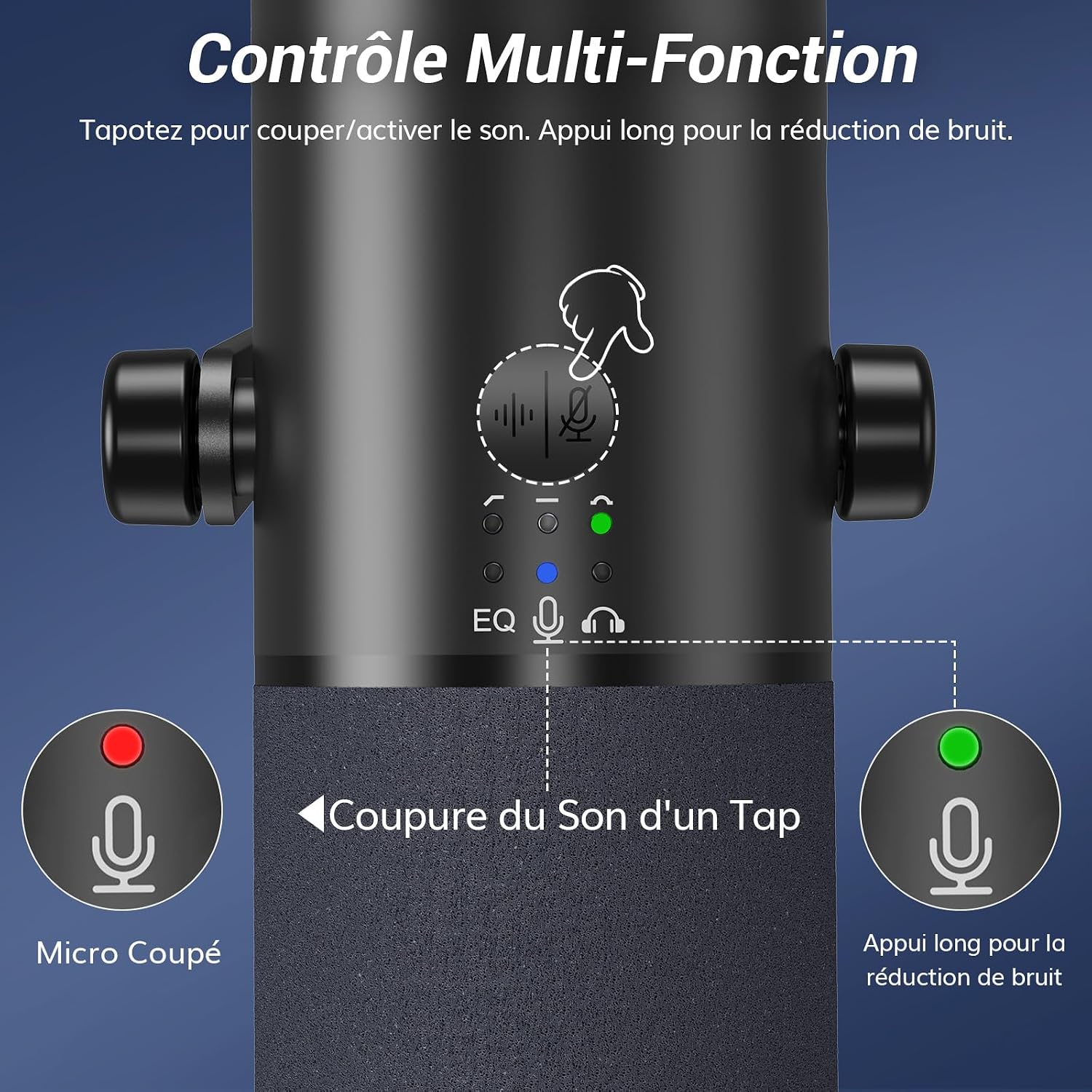 Thumbnail 6 de TONOR TD510 Air dynamische podcastmicrofoon met USB/XLR en AI-ruisonderdrukking