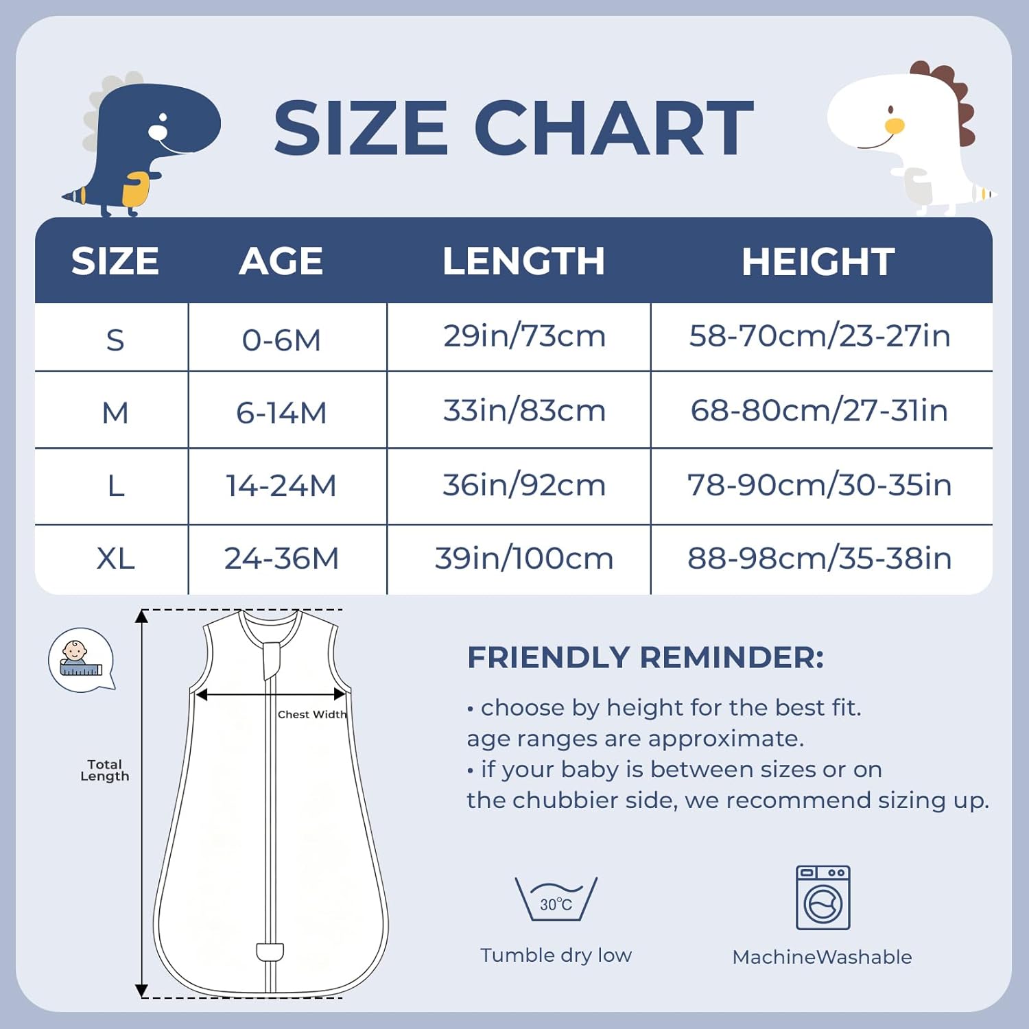 Thumbnail 2 de MIKAFEN 2pc Baby Sleeping Bag 0.5 Tog | Spring & Summer Cotton Sleep Sack, Sleeveless Dinosaur Design (24-36m)