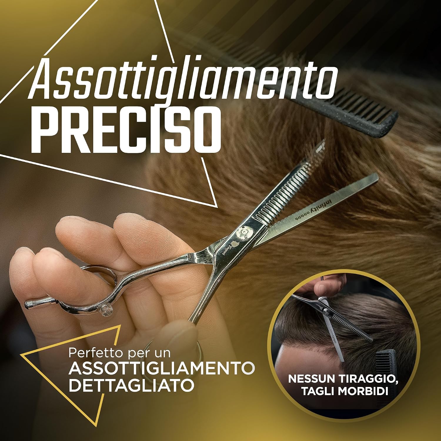 Detalle de Fagaci Forbici per Sfoltire i Capelli 5.5\" con Acciaio 440C – Forbici Professionali per Parrucchiere e Barbiere, Lame Sottili