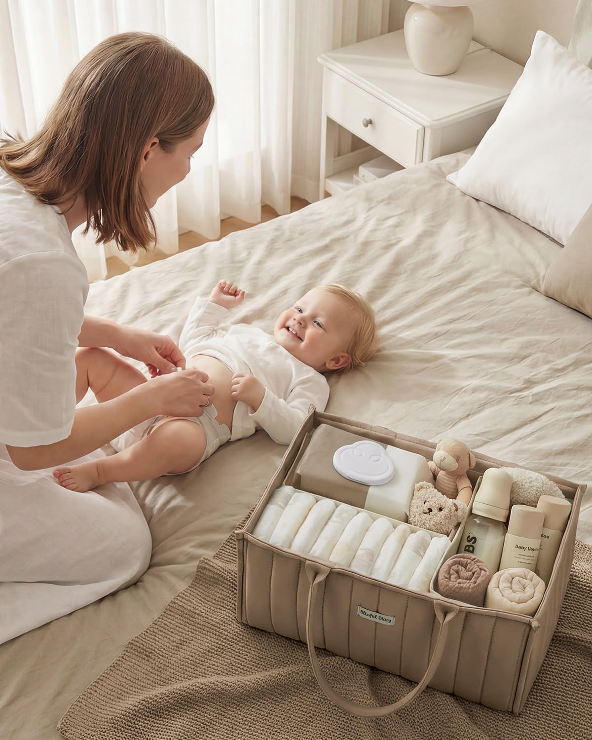 Thumbnail 5 de Blissful Diary Baby Diaper Caddy Organizer in Mocha Brown