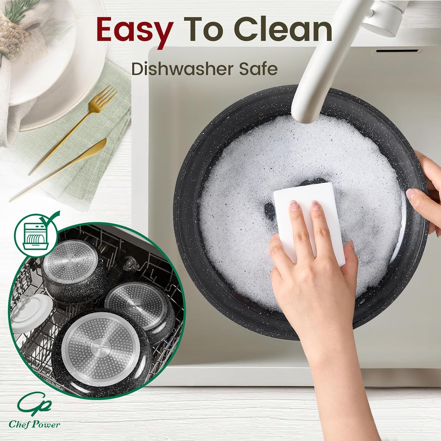 Thumbnail 4 de Chef Power Ceramic Nonstick 19-Piece Cookware Set