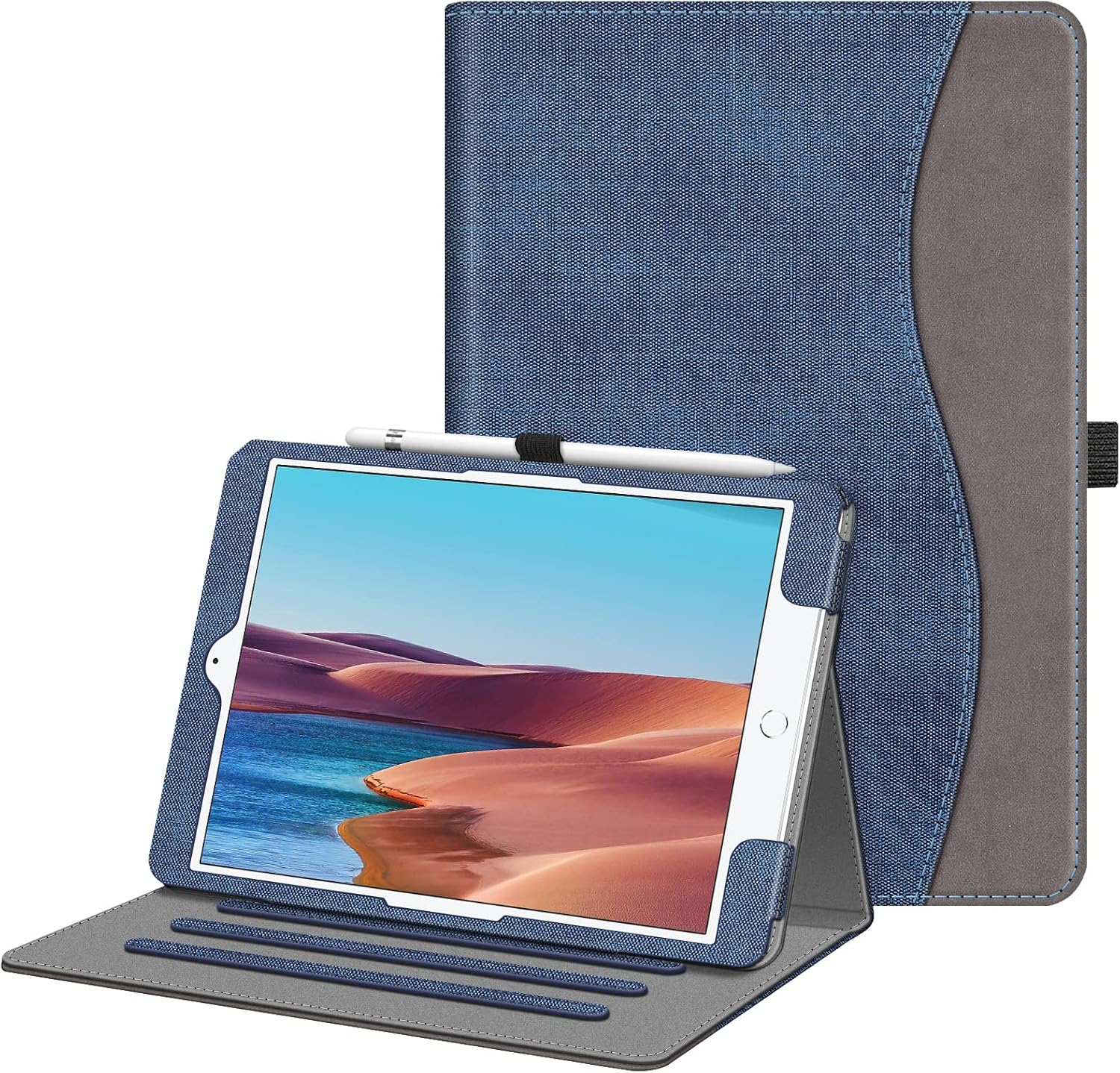 FINTIE Denim Indigo Case for iPad 9th/8th/7th Gen (10.2”) with Corner Protection, Multi-Angle Stand, Pocket & Pencil Holder