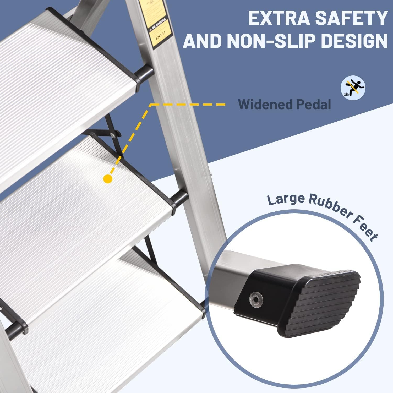 Thumbnail 2 de XinSunho Scala Alluminio 5 Gradini pieghevole con vaschetta portaoggetti e corrimano estraibile (portata 150 kg)