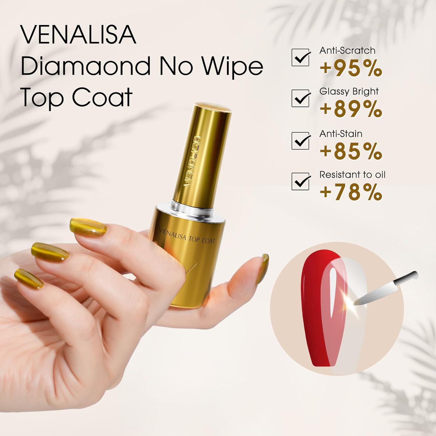 Thumbnail 1 de VENALISA 2 Pcs No Wipe Gel Top Coat Set – High Gloss, Long-Lasting Clear Gel Top Coat