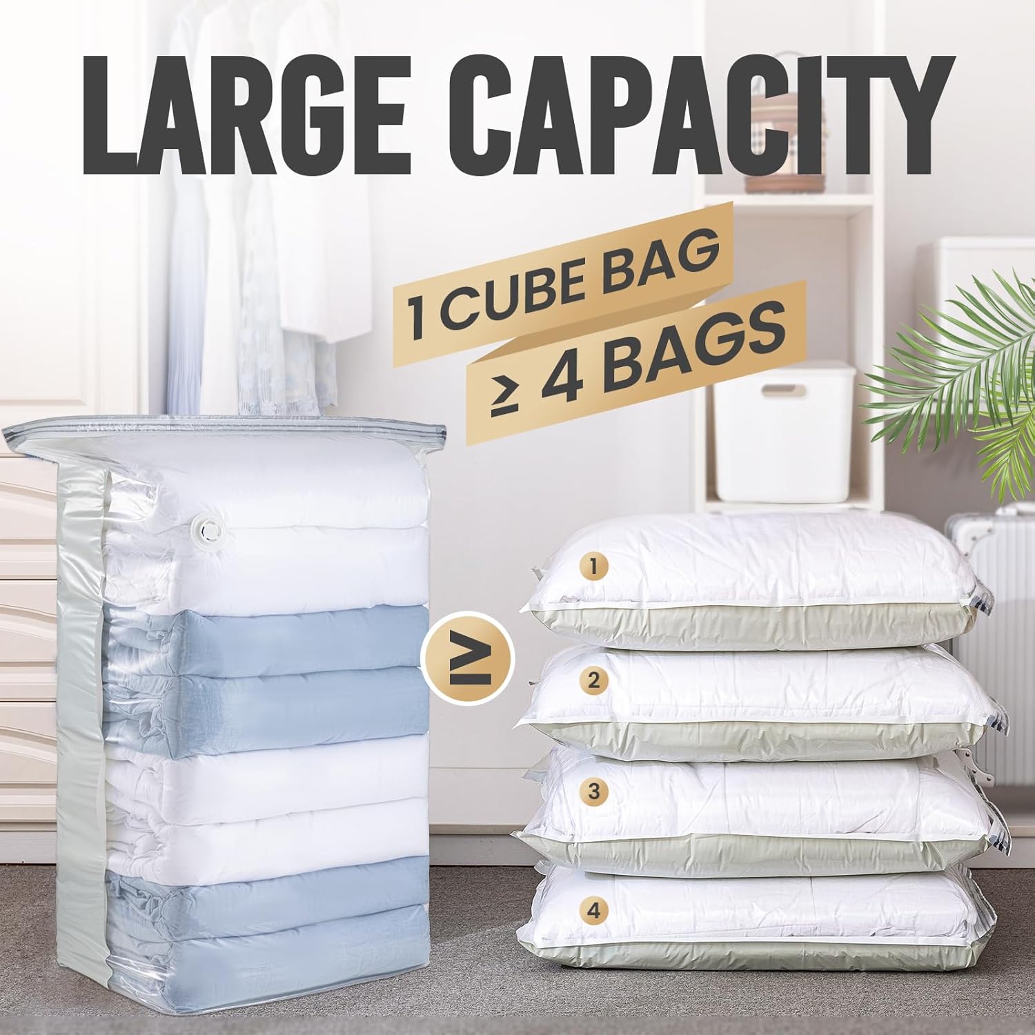 Detalle de TAILI 6 Pack Vacuum Storage Bags Jumbo Cube 31x40x15"