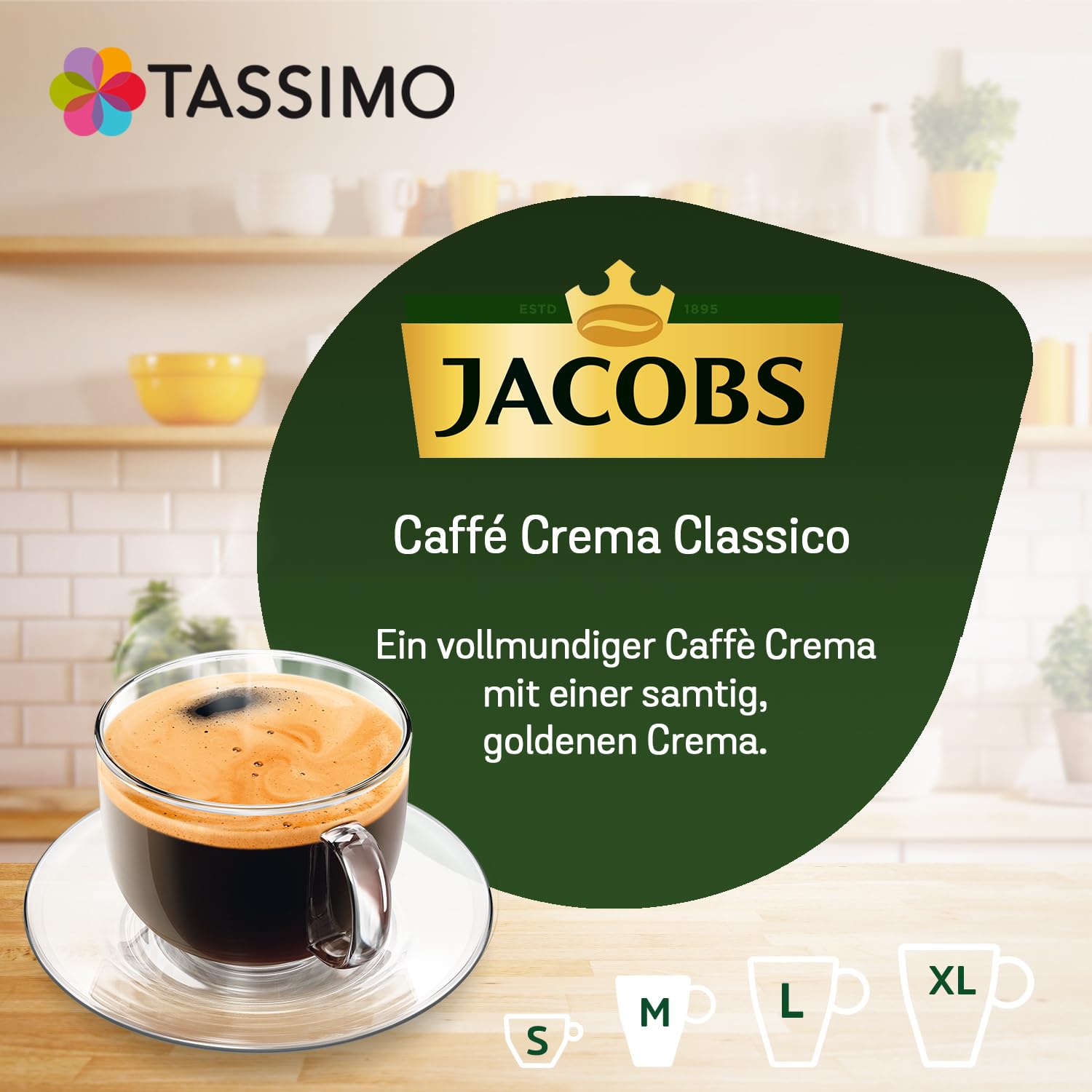 Detalle 2 de Jacobs Caffè Crema Classico - Tassimo Kapseln, 5 x 16 Pads (80 Kaffeekapseln)