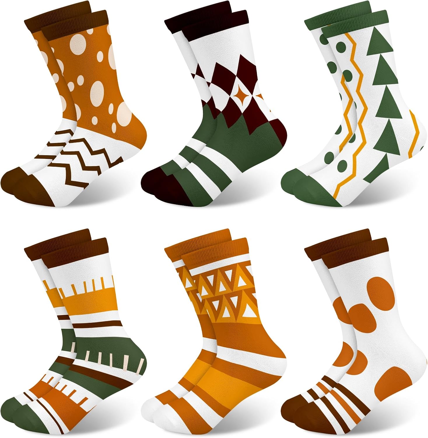 Thumbnail 5 de Queenshin Kids Socks: Novelty Camouflage Sharks in Colourful Stripes, Dots & Stars (6 Pairs)