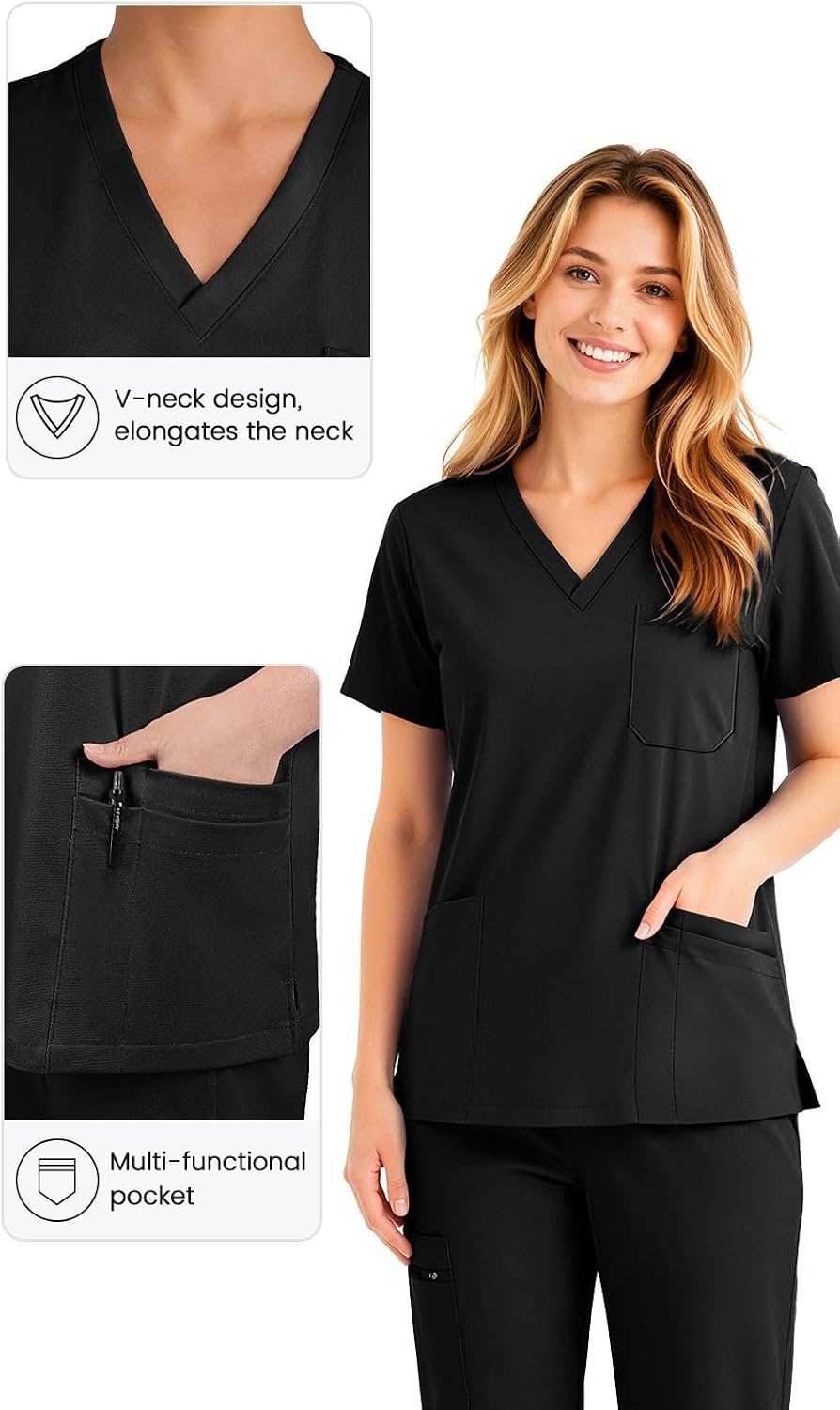 Detalle de Eadflie Women's Scrub Set with 9 Pockets