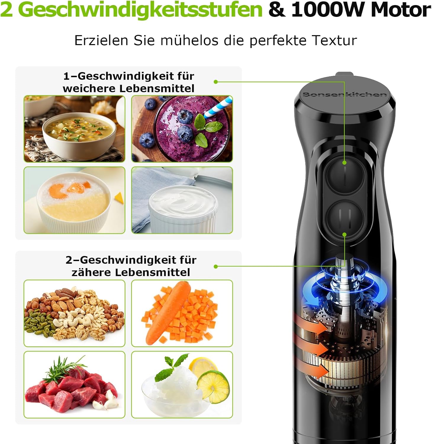 Thumbnail 2 de Bonsenkitchen HB3201 Pürierstab 1000W 🍲