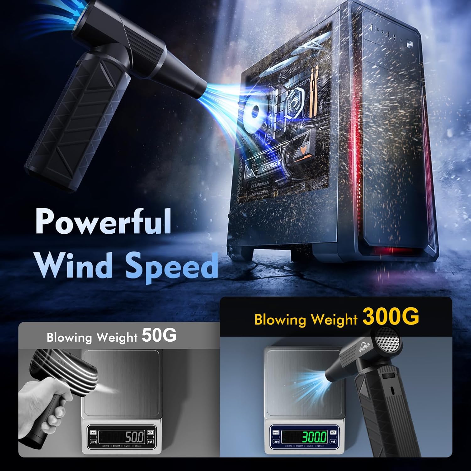 Thumbnail 1 de WHATOOK W02 Compressed Air Duster – cordless electric air blower with adjustable speeds and rechargeable battery