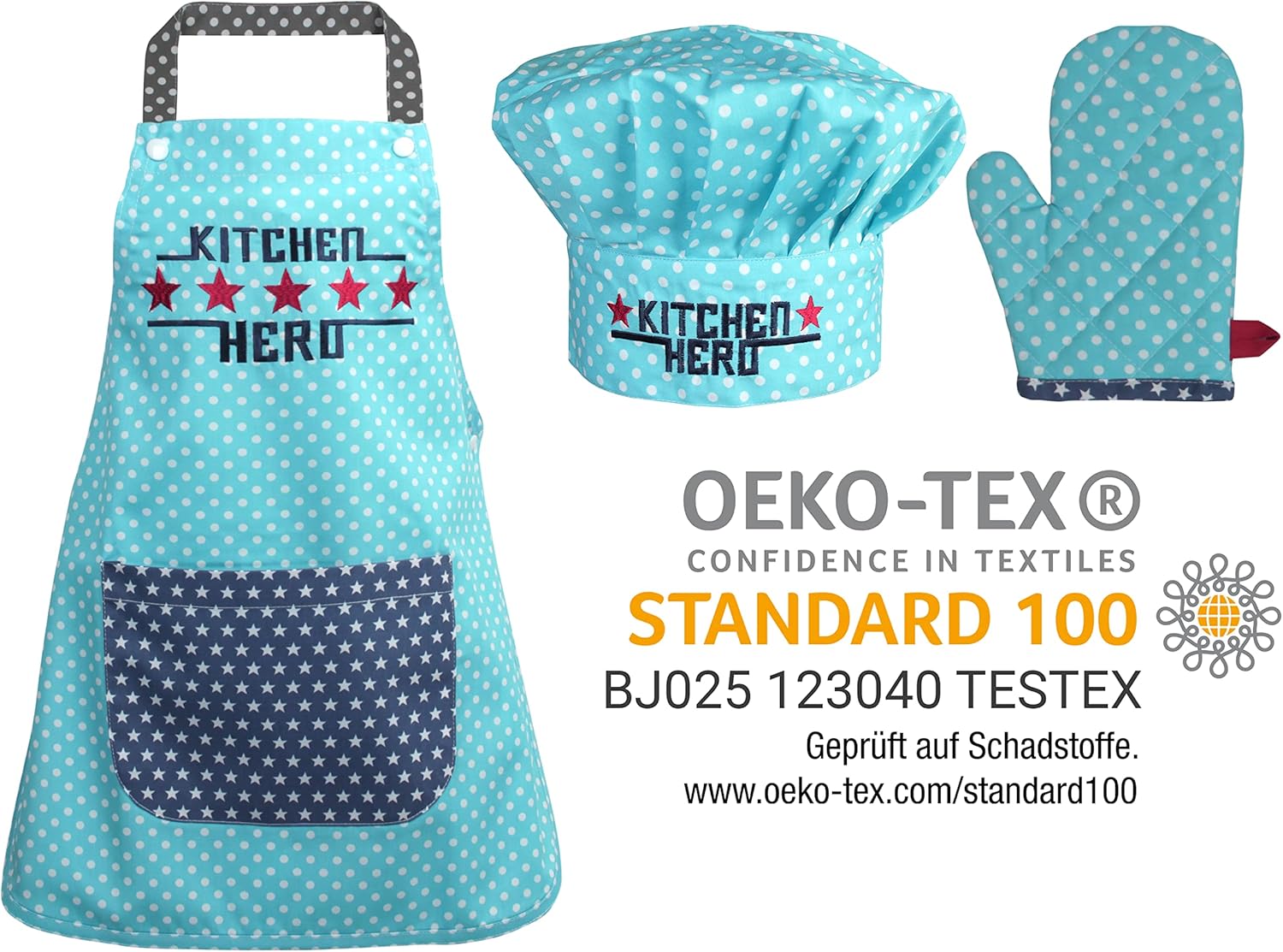 Detalle de Emily´s Check Cappello da cuoc – Grembiule e guanto per bambini