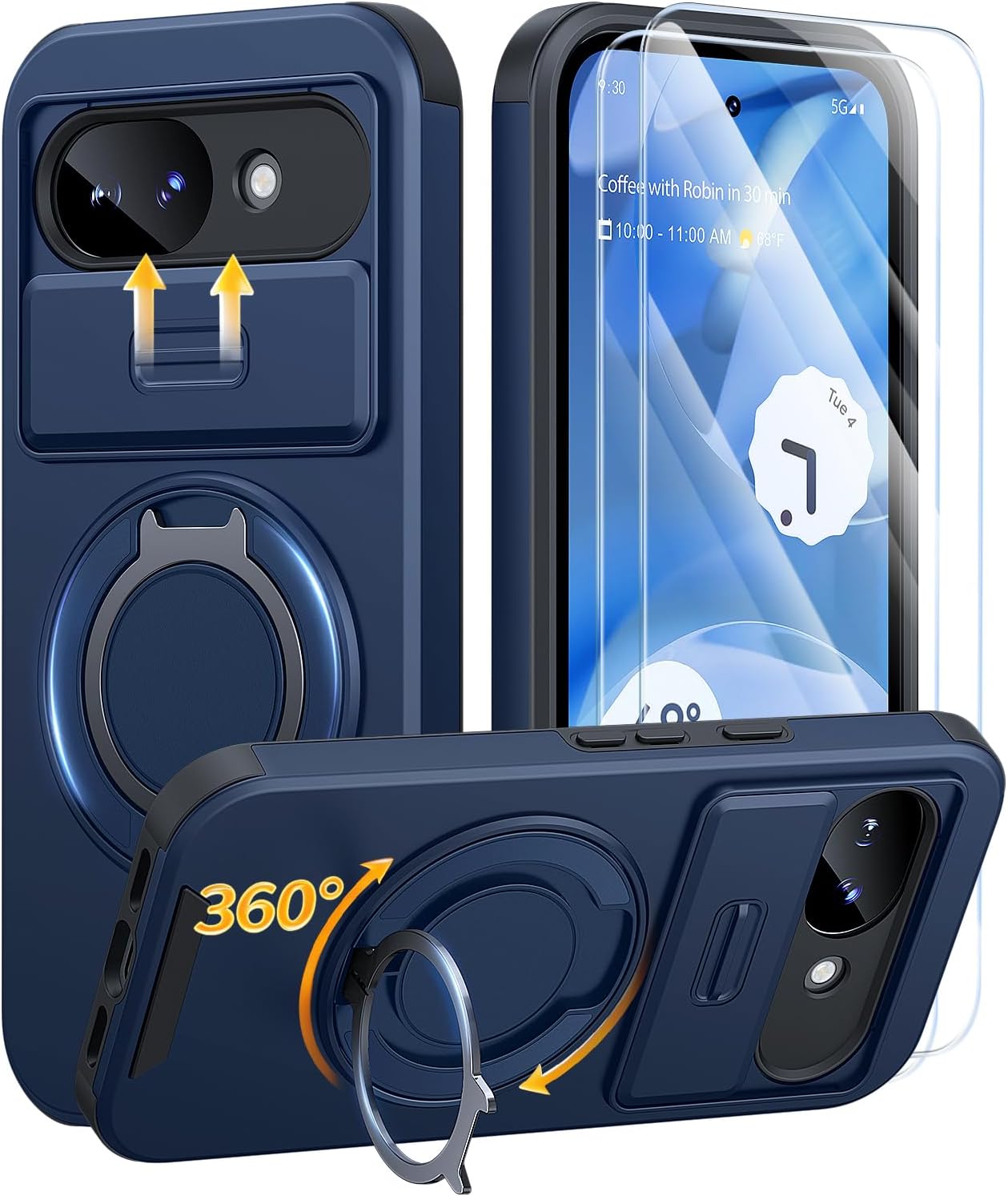 Detalle de AOUIA Pixel 10a Case with Slide Camera Cover and 2-Pack Screen Protectors