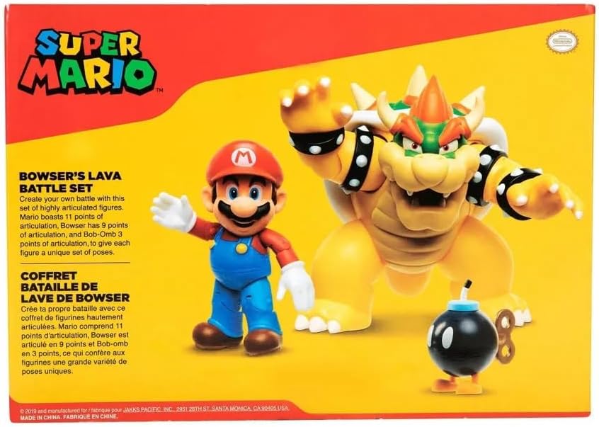 Detalle 2 de Nintendo Super Mario Figuren-Set „Mario vs. Bowser“ (Bowser ca. 15 cm, Mario ca. 10 cm) – Wave 1