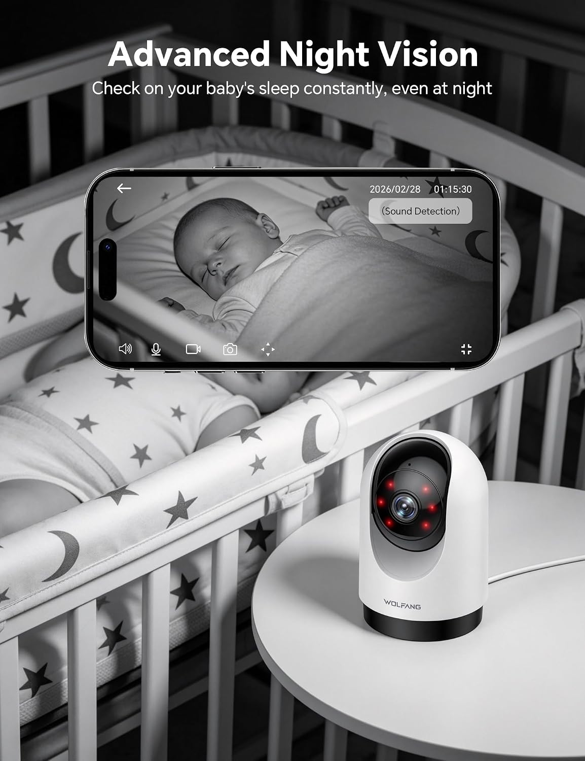 Detalle 2 de WOLFANG WS03 2K PTZ Indoor Security Camera with AI Motion Tracking