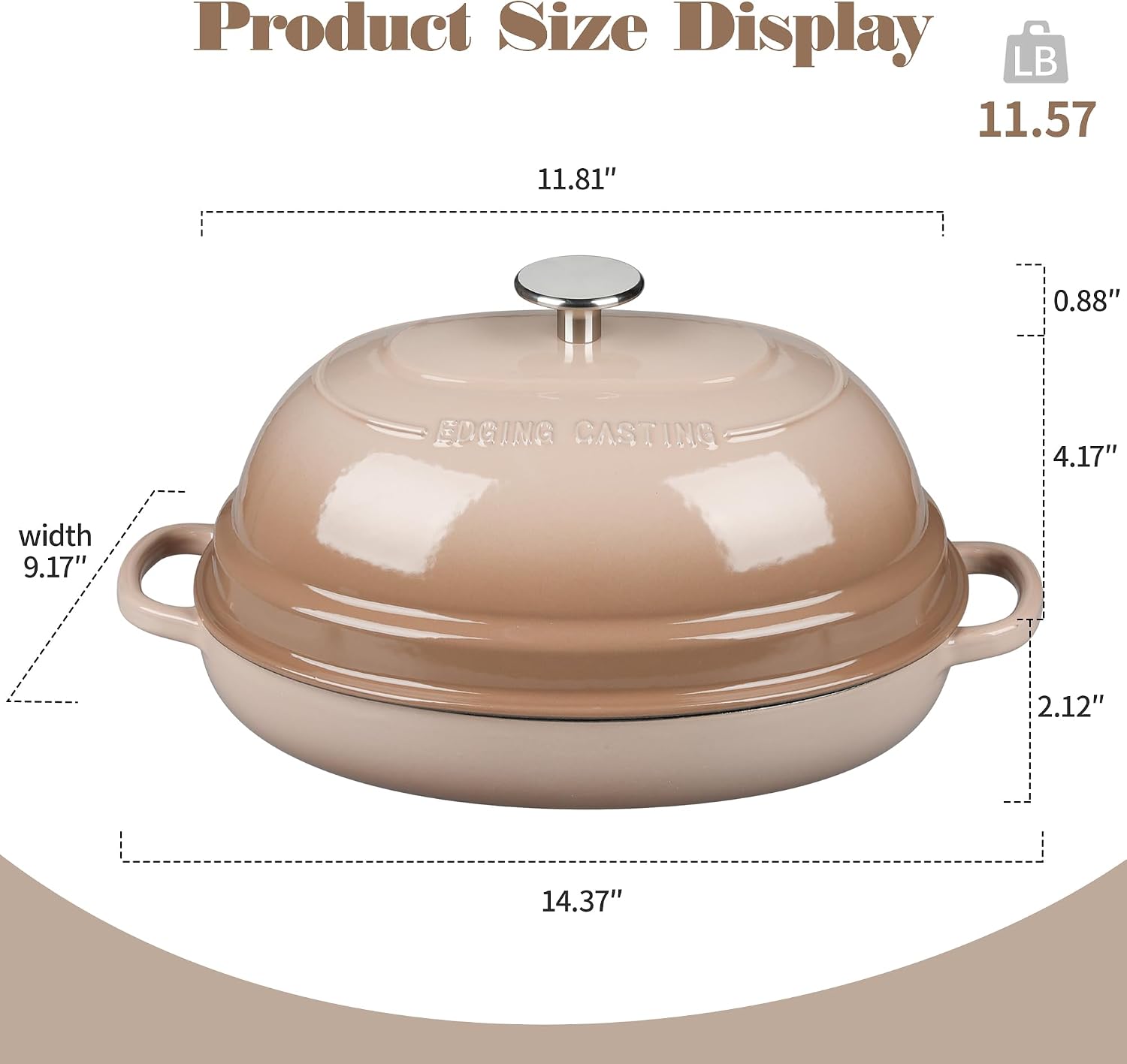 Thumbnail 1 de EDGING CASTING 6QT Enameled Oval Cast Iron Dutch Oven Pot for Sourdough, Mocha