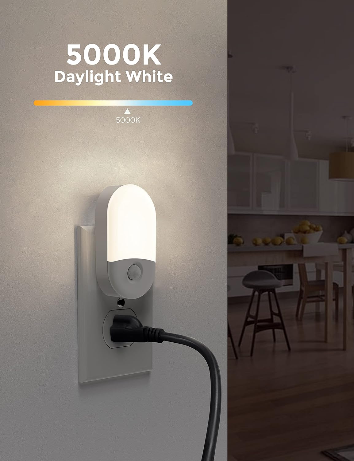 Detalle de L LOHAS LED LH-GY197-3000K-2 Motion Sensor Night Lights, 2-Pack, 5000K