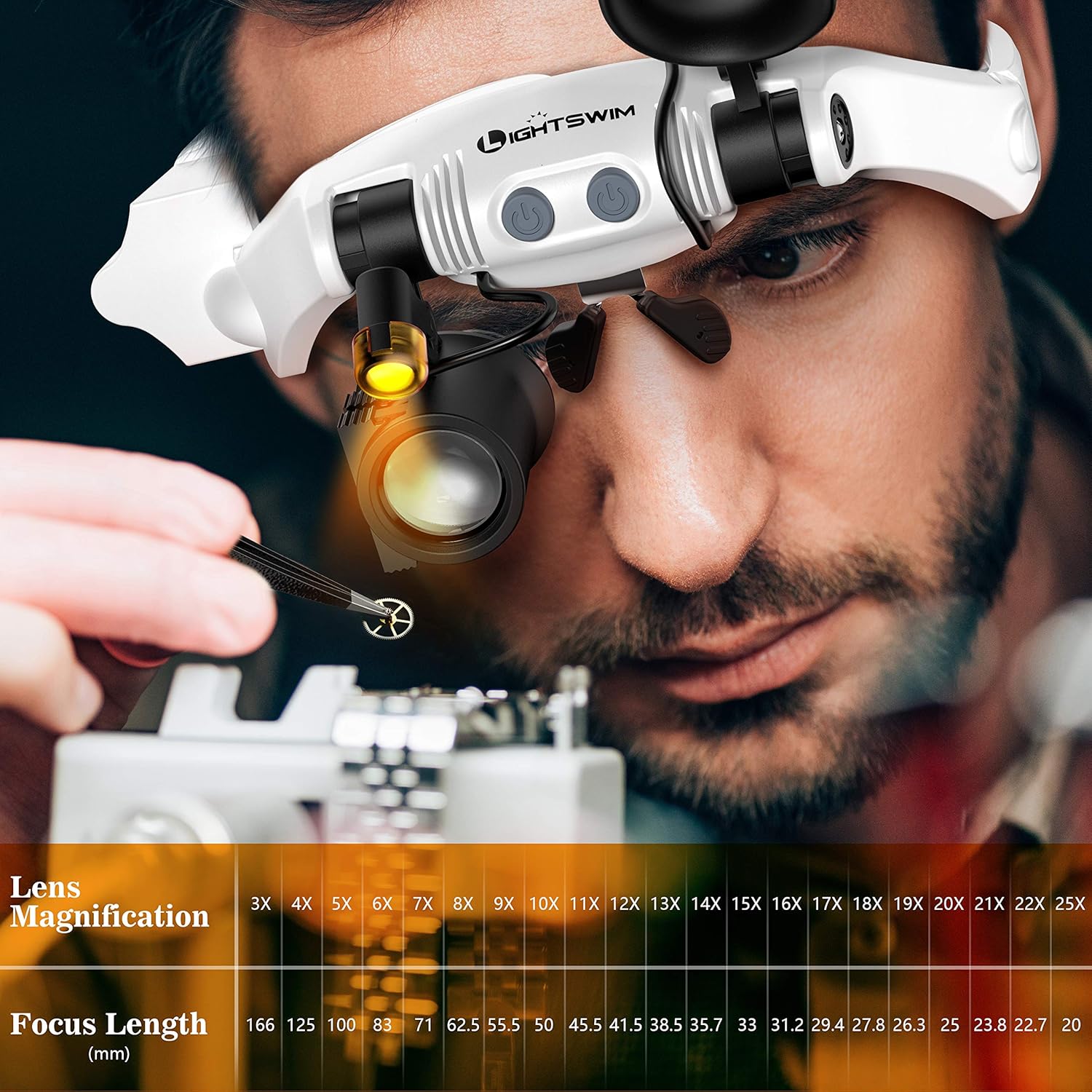 Thumbnail 3 de Lightswim Lente d'Ingrandimento per Archetto con Luce a LED – Kit con Lenti Intercambiabili e Pinzette ESD