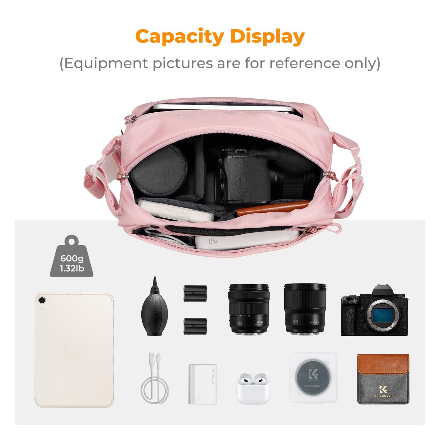 Detalle 2 de K&F CONCEPT borsa a tracolla impermeabile per fotocamera (10L) con divisori EPE e accessori