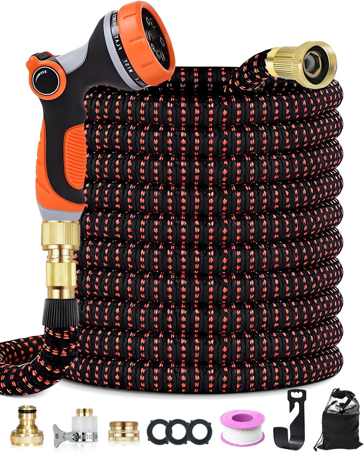 Detalle de Garden Hose Pipe, 30M Expandable 100ft with 10-Function Spray Nozzle and Hands-Free Gun