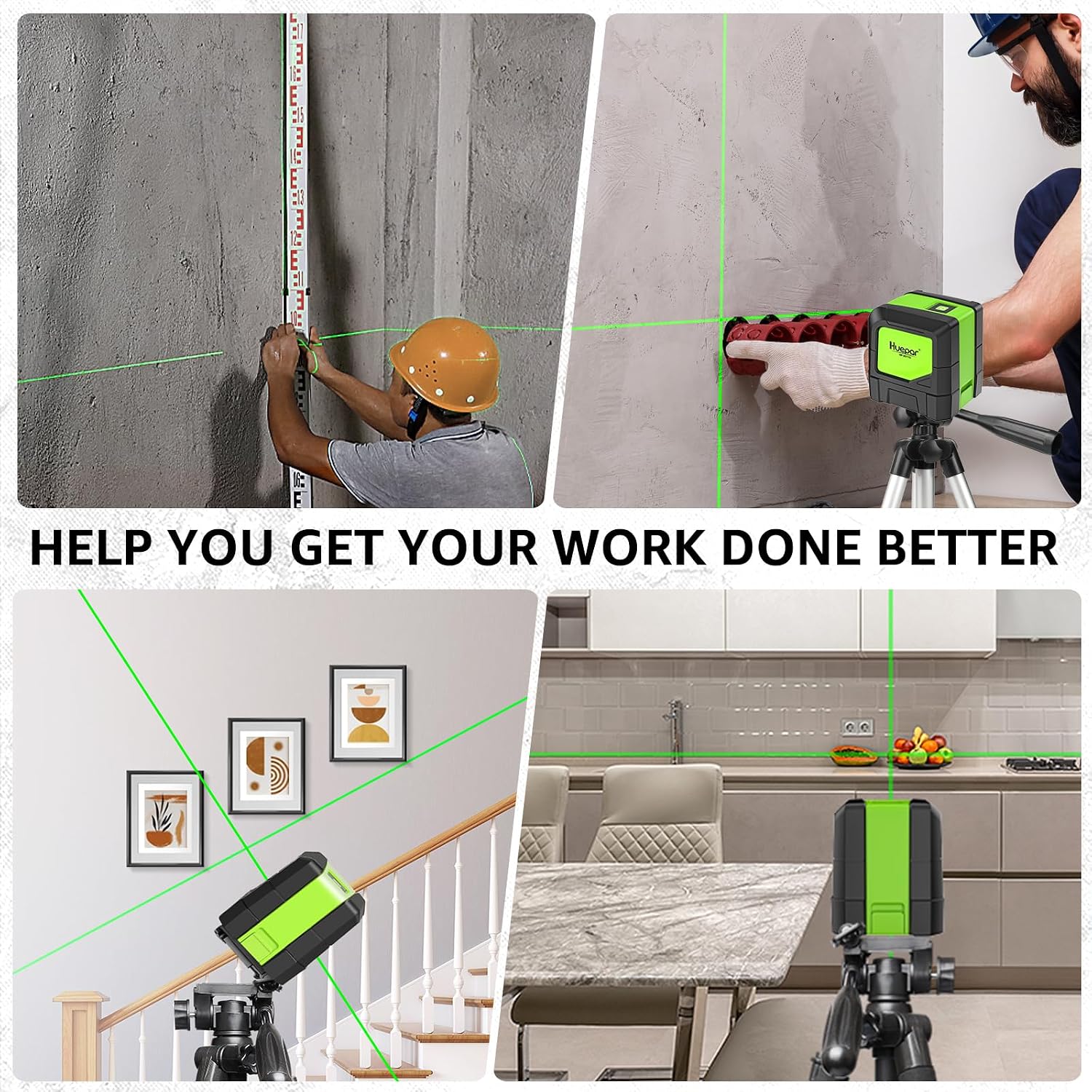 Detalle de Huepar 9011G Green Cross Line Laser Level, Self-Leveling with Magnetic Base