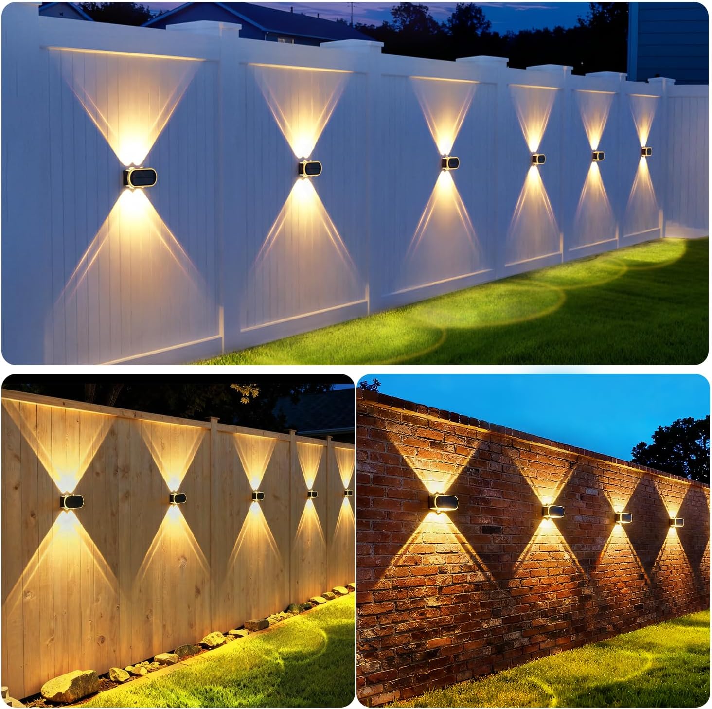Thumbnail 6 de ELLASAY Solar Fence Lights Outdoor 2-Pack: Up and Down Garden Illumination with 4 LEDs and 3 Colour Modes