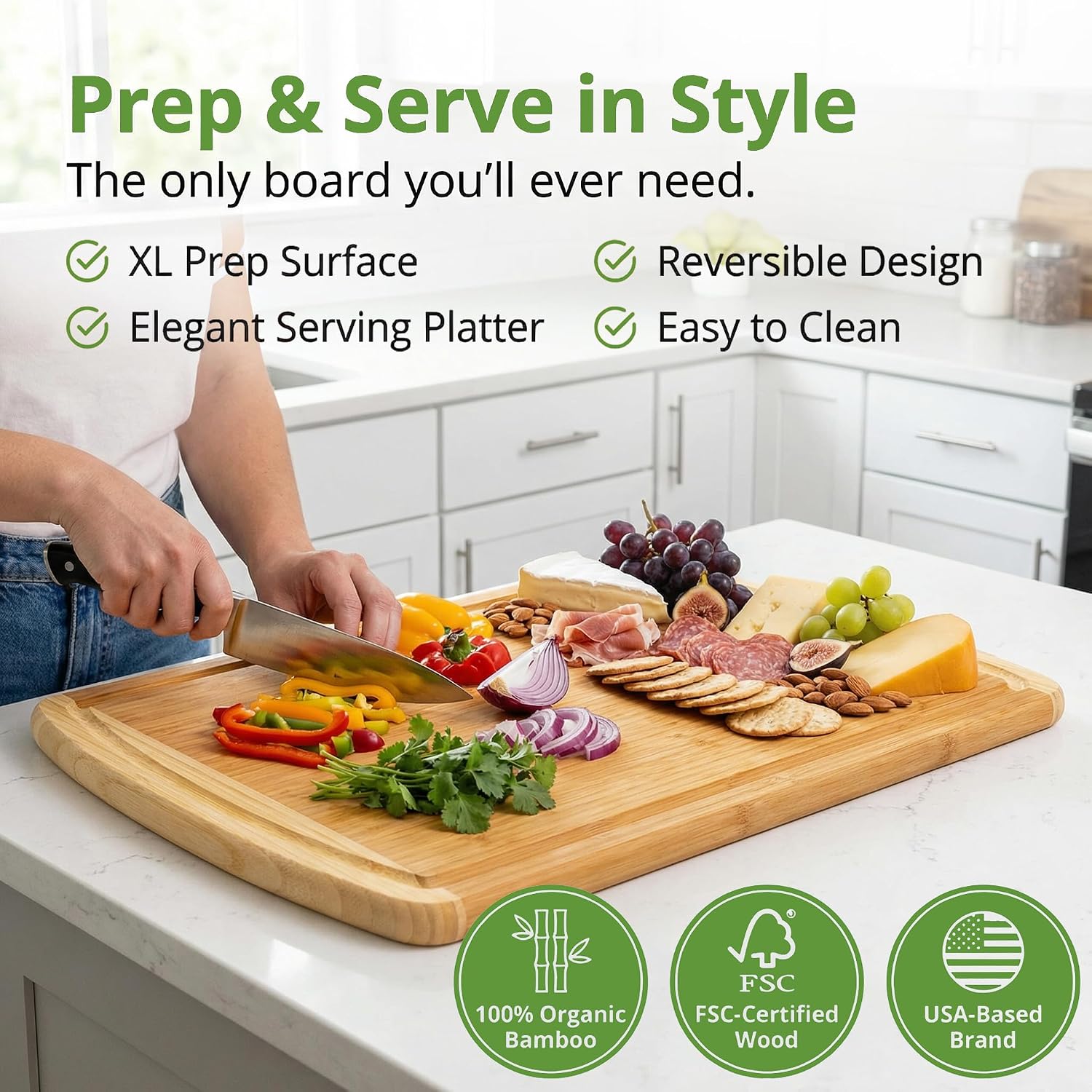 Thumbnail 6 de Greener Chef Organic 18 Inch Bamboo Cutting Board 🍽