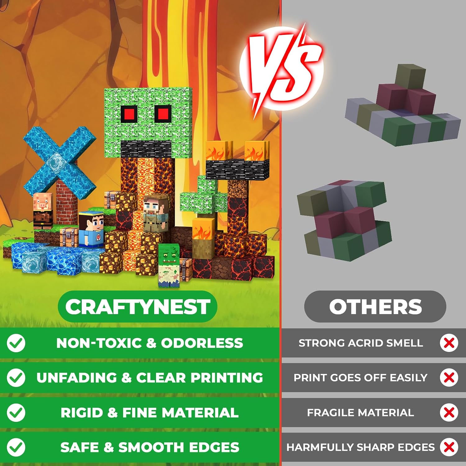 Detalle de CraftyNest Magnetic Blocks Toys for Kids – 100 PCS Building Blocks (Underworld)