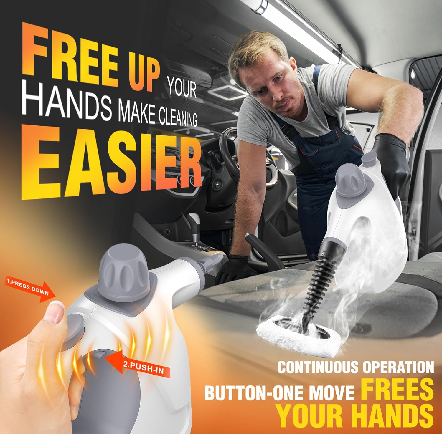 Thumbnail 4 de QumKal Handheld Steam Cleaner (450ml) with 11 Accessories, 900-1050W portable high-pressure steam